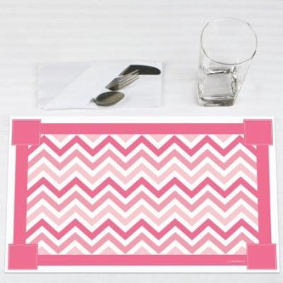 Chevron Pink - Party Placemats - Set of 12