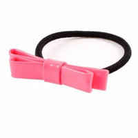 Black Pink Bow Tie Detailing Stretch Hair Rubber Band Ponytail Holder