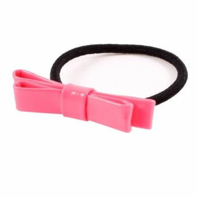 Black Pink Bow Tie Detailing Stretch Hair Rubber Band Ponytail Holder