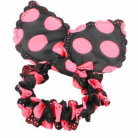 Rabbit Ear Shaped Elastic Band Hair Tie Ponytail Holder Black Fuchsia