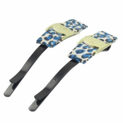 2 Pcs Blue Bow Detailing Metal Hairstyle Hair Pins Hair Clips Black for Lady
