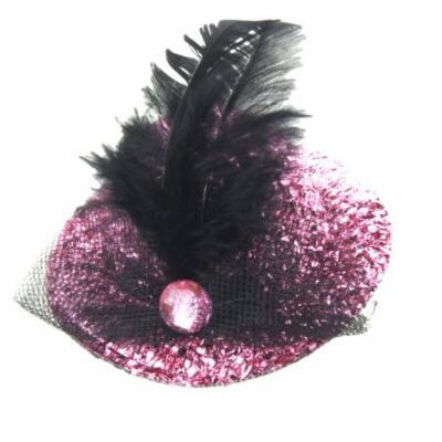 Women Black Meshy Veil Bowknot Hat Cap Type Alligator Hair Clip Clamp