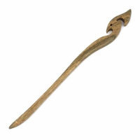 Handwork Craft Brown Carved Wood Hair Stick Hairpin for Ladies