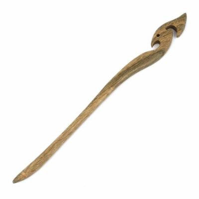 Handwork Craft Brown Carved Wood Hair Stick Hairpin for Ladies