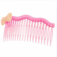 Bowknot Adorning Clear Pink 20 Teeth Comb Hair Clip for Women Girls