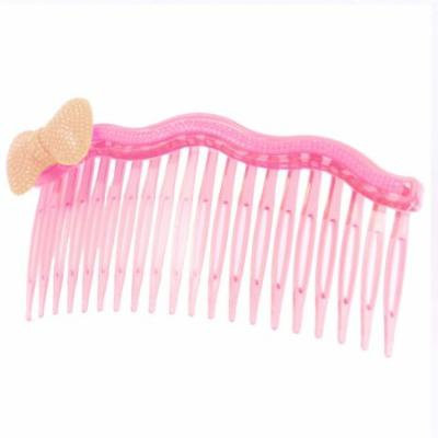 Bowknot Adorning Clear Pink 20 Teeth Comb Hair Clip for Women Girls
