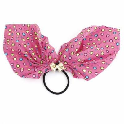 Colorful Bubble Prints Decor Ponytail Holder Stretchy Hair Tie Band Black Fuchsia