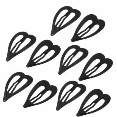 Girls Hairstyle Hairdressing Heart Design Snap Hair Clips Black x 10