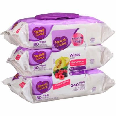 Parent's Choice Berry Melon Wipes, 80 sheets, (Pack of 3)