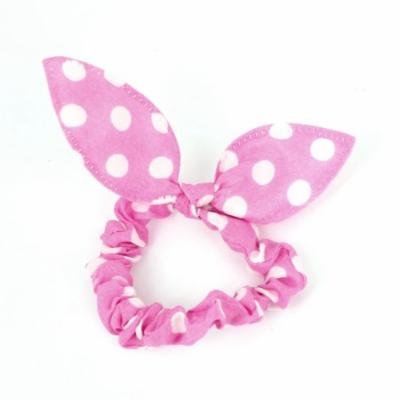 Women Bowtie Detailing Elastic Band Hair Tie Ponytail Holder Pink White