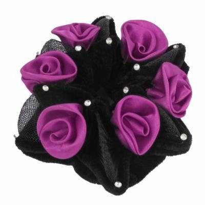 Fuchsia Flower Decor Star Shape Elastic Ponytail Hair Tie Band Holder for Lady