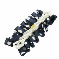 Women White Blue Chiffon Hairstyle Ornament Metal Alligator Hair Clip