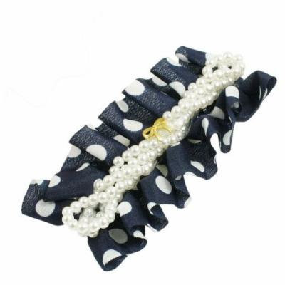 Women White Blue Chiffon Hairstyle Ornament Metal Alligator Hair Clip