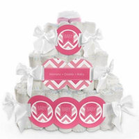 Baby Diaper Cake - Chevron Pink - 3 Tier