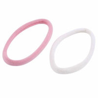Nylon String Coated Elastic Hair Ties Bands Ponytail Holder 2 Pcs White Pink
