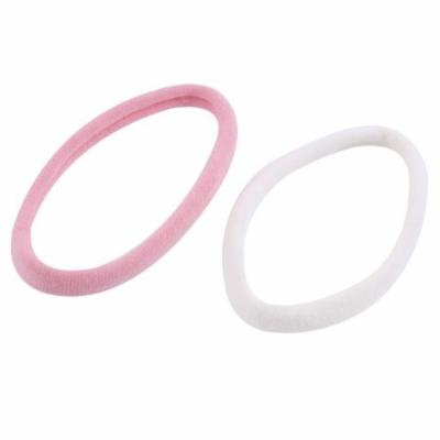 Nylon String Coated Elastic Hair Ties Bands Ponytail Holder 2 Pcs White Pink