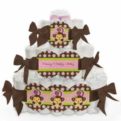 Baby Diaper Cake - Monkey Girl - 3 Tier