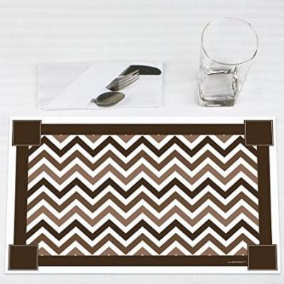 Chevron Brown - Party Placemats - Set of 12