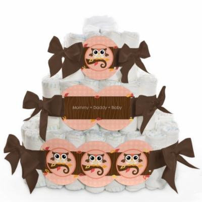 Baby Diaper Cake - Owl Girl - 3 Tier