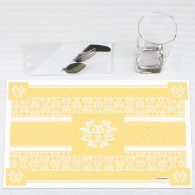 Damask Yellow - Party Placemats - Set of 12