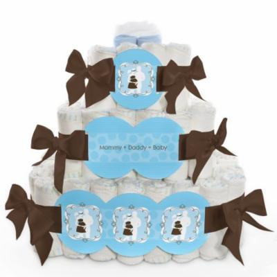 Baby Diaper Cake - Silhouette Couples It's A Boy - 3 Tier