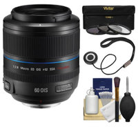 Samsung 60mm f/2.8 NX Macro ED OIS SSA Lens (Black) with 3 UV/CPL/ND8 Filters + Kit for Galaxy NX, NX30, NX210, NX300, NX2000, NX3000 Cameras