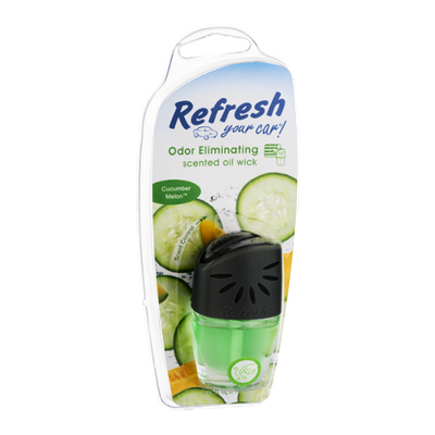 Refresh Your Car! Odor Eliminating Scented Oil Wick Cucumber Melon