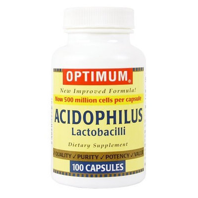 Optimum Acidophilus Lactobacilli Capsules, 100 Count (Pack of 2)