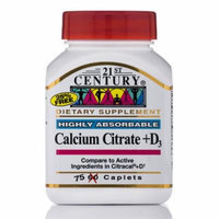 Calcium Citrate plus D - 75 Caplets by 21st Century