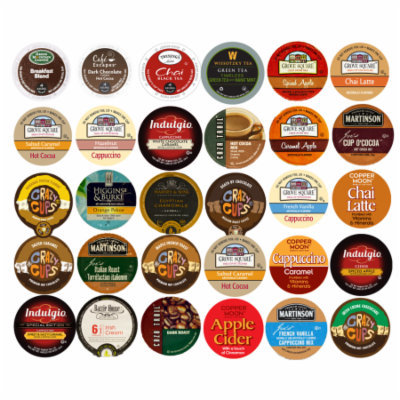 Mix Coffee, Hot Cocoa and Tea Single Serve cups For Keurig K Cup Brewer Variety Pack Sampler, 30 count
