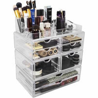 Set of Acrylic Drawers with Sectional Organizer, X-Large, Total 8 Drawers with Round Sectional