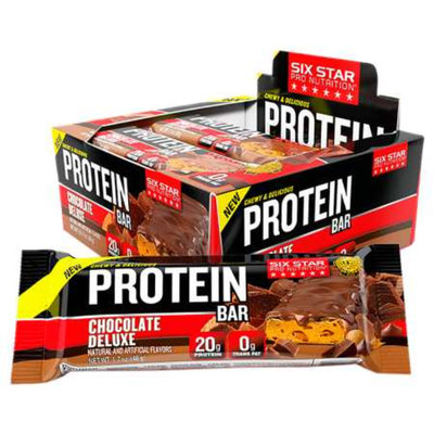 Six Star Chewy & Delicious Protein Bar 20g, Chocolate Deluxe, 9 ea
