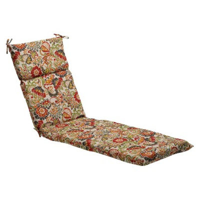 Pillow Perfect Outdoor Chaise Lounge Cushion - Green/Off-White/Red Floral