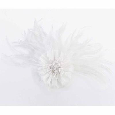 Marabou Feather Hair Clip, White