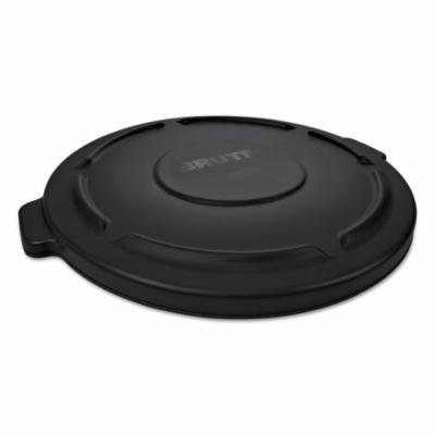 Rubbermaid Commercial Black Round Flat Top Lids for 10-Gallon Rnd Brute Containers, 6 count