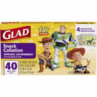 Glad Food Storage Bags, Snack Size Zipper Bags, Toy Story, 40 Count