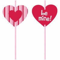 Valentine Heart Straws w/Paper Insert 6 Per Pack