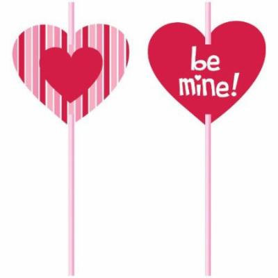 Valentine Heart Straws w/Paper Insert 6 Per Pack