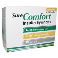 Sure Comfort Insulin Syringes Short Needle 1ml 30 Gauge