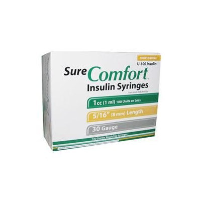 Sure Comfort Insulin Syringes Short Needle 1ml 30 Gauge