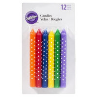 Wilton Multi Colored Candles with White Polka Dot 12 ct