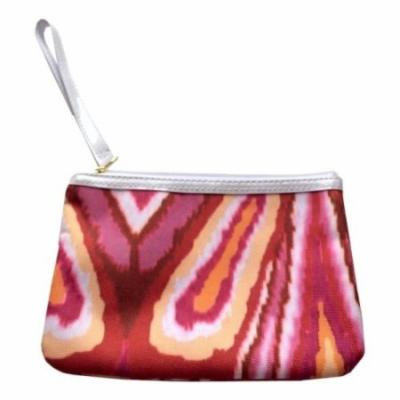 Clinique Bright Red Orange Yellow White Wristlet Cosmetic Makeup Bag