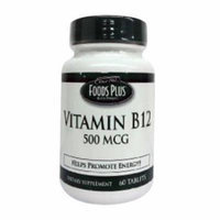 Vitamin B-12 500 Mcg Dietary Supplement Tablets By Food Plus - 60 Ea