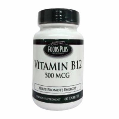 Vitamin B-12 500 Mcg Dietary Supplement Tablets By Food Plus - 60 Ea