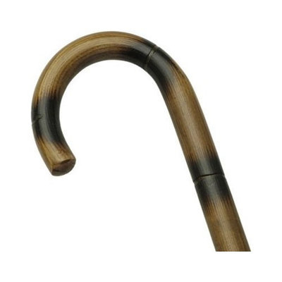 Harvy Unisex Round Nose Crook Cane Stepped/Scorched Applewood -Affordable Gift! Item #DHAR-9003319
