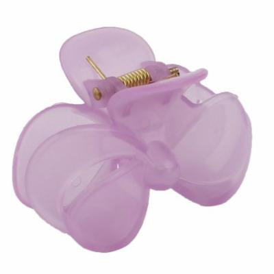 Ladies Plastic Bowknot Design Hairclips Hair Claw Clip Ornament Light Purple
