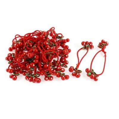 Cherry Decor Elastic Hair Ties Bands Holders Red 12 Pcs