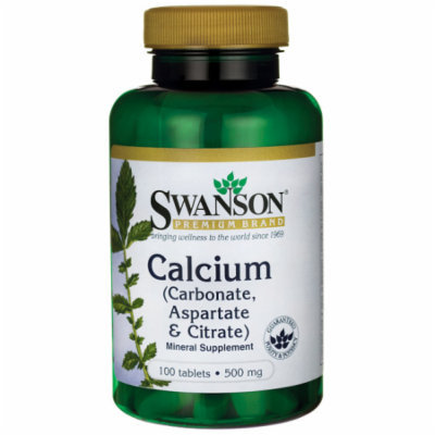 Swanson Calcium (Carbonate, Aspartate & Citrate) 500 mg 100 Tabs