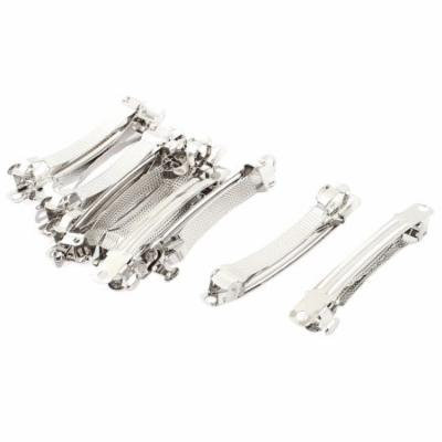Women 6cm Length Metal DIY Craft French Hair Clip Barrette Silver Tone 10pcs