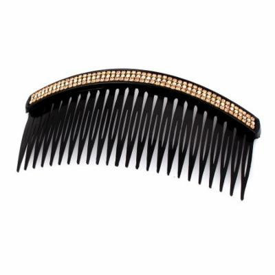 Wedding Bridal Party Crystal Rhinestone Decor Hair Comb Hairpin Black Gold Tone